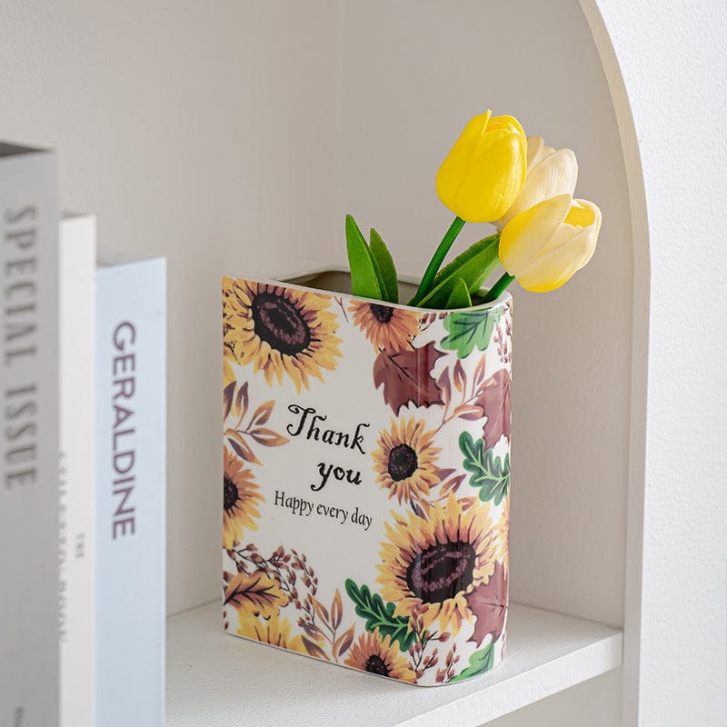 Vase en céramique design livre – pour fleurs d'interieur