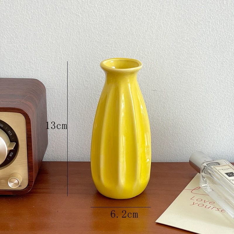 Vase céramique coloré rayé – Éclat printanier pour déco joyeuse et fraîche