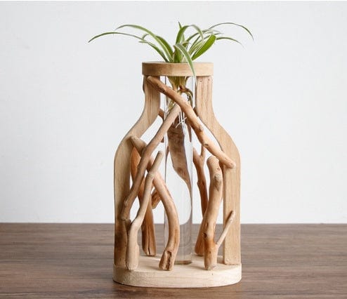 vase en bois moderne ocre – charme vintage