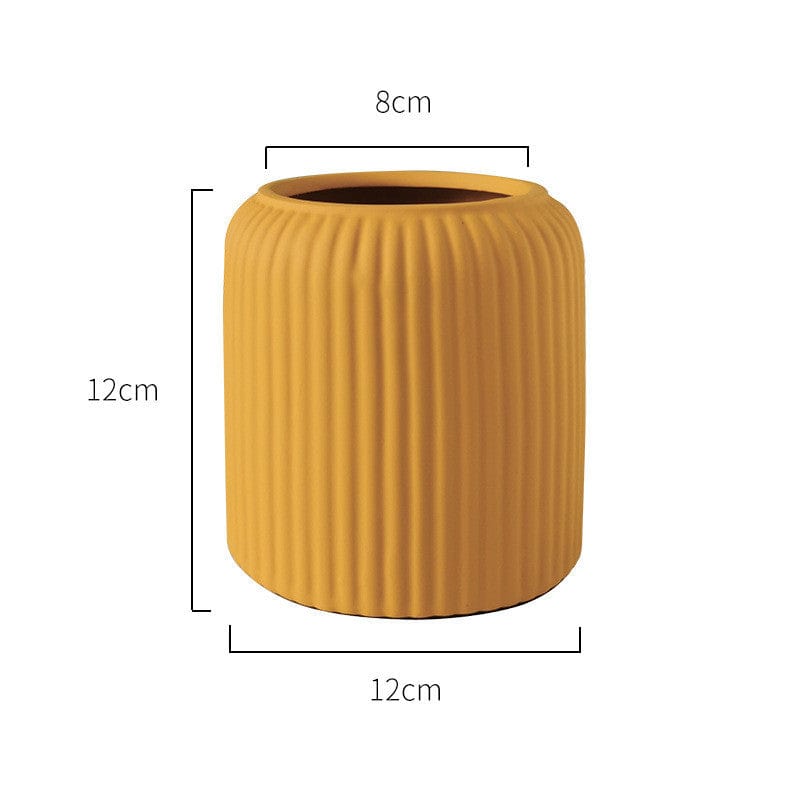Vase céramique côtelé vert foncé – Élégance minimaliste et naturelle