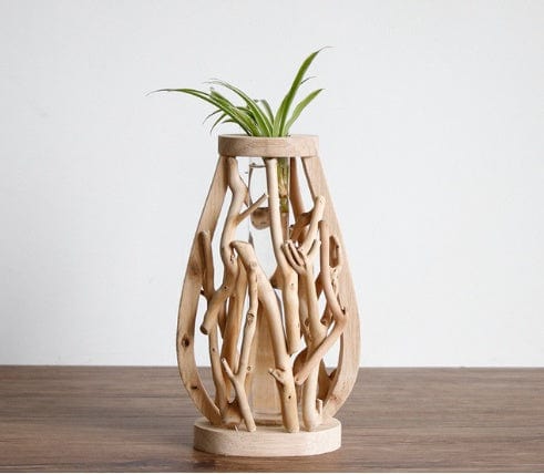 vase en bois moderne ocre – charme vintage