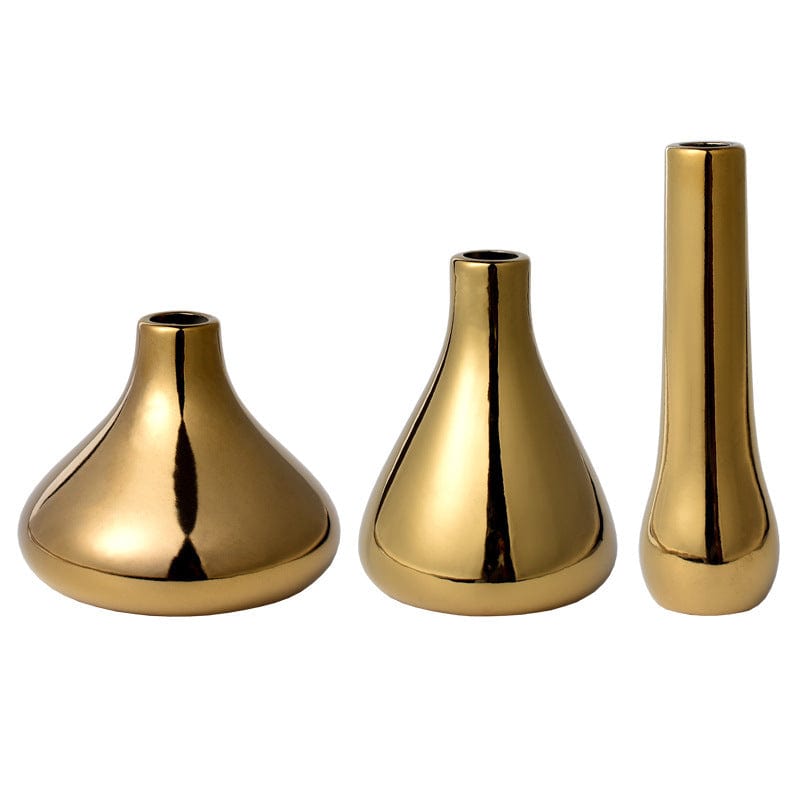 Vase Doré Boule Brillant en Céramique – Petit Format Décoratif pour Fleurs Séchées ou Pampas