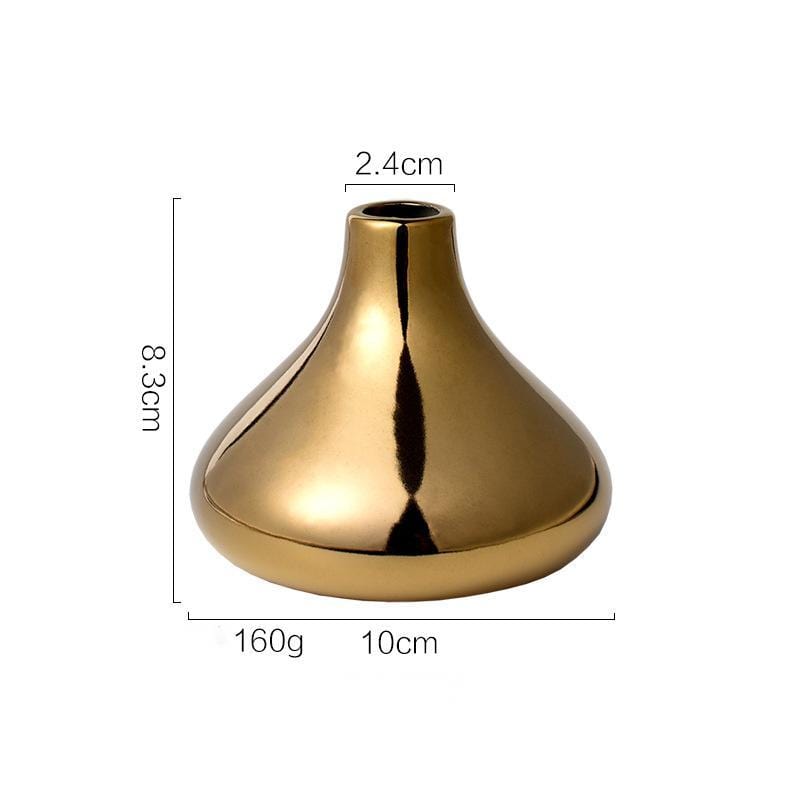 Vase Doré Boule Brillant en Céramique – Petit Format Décoratif pour Fleurs Séchées ou Pampas
