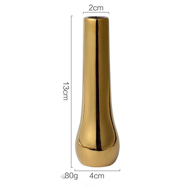 Vase Doré Boule Brillant en Céramique – Petit Format Décoratif pour Fleurs Séchées ou Pampas