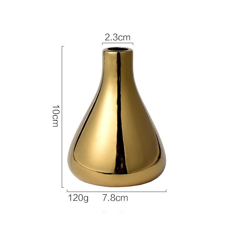 Vase Doré Boule Brillant en Céramique – Petit Format Décoratif pour Fleurs Séchées ou Pampas
