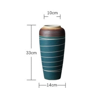 Vases rayés bleu vert en céramique – Style japonais zen élégant
