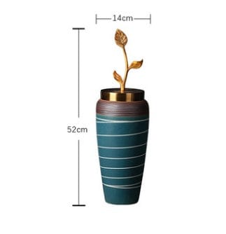 Vases rayés bleu vert en céramique – Style japonais zen élégant