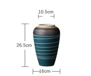 Vases rayés bleu vert en céramique – Style japonais zen élégant