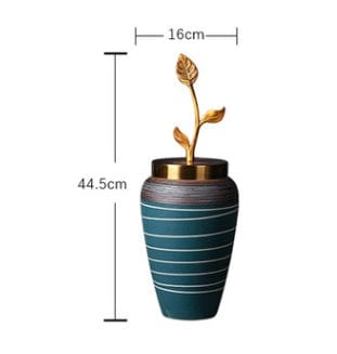 Vases rayés bleu vert en céramique – Style japonais zen élégant