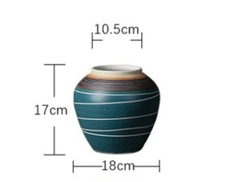 Vases rayés bleu vert en céramique – Style japonais zen élégant