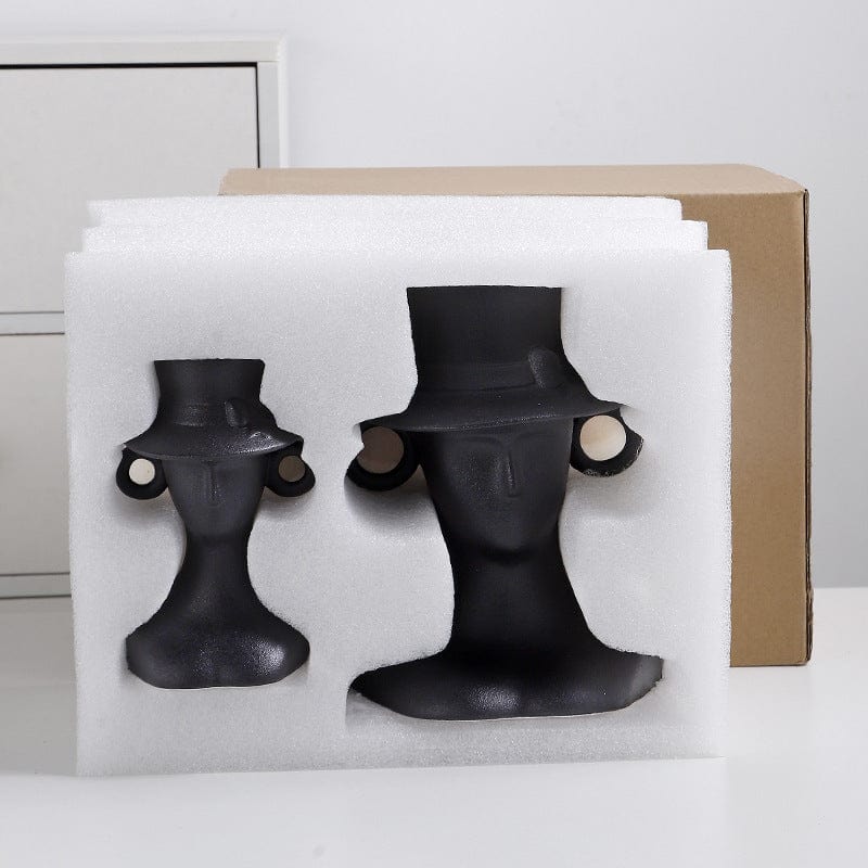 Vase céramique visage noir – Sculpture moderne qui fait vibrer votre déco