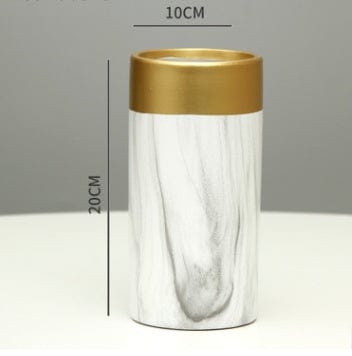 Vase cylindrique marbre blanc et or – Élégance moderne