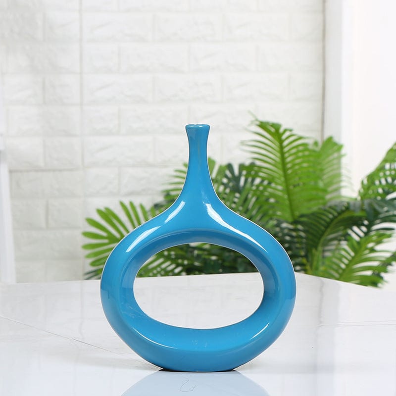 Vase moderne en céramique bleu – Design sculptural pour déco tendance