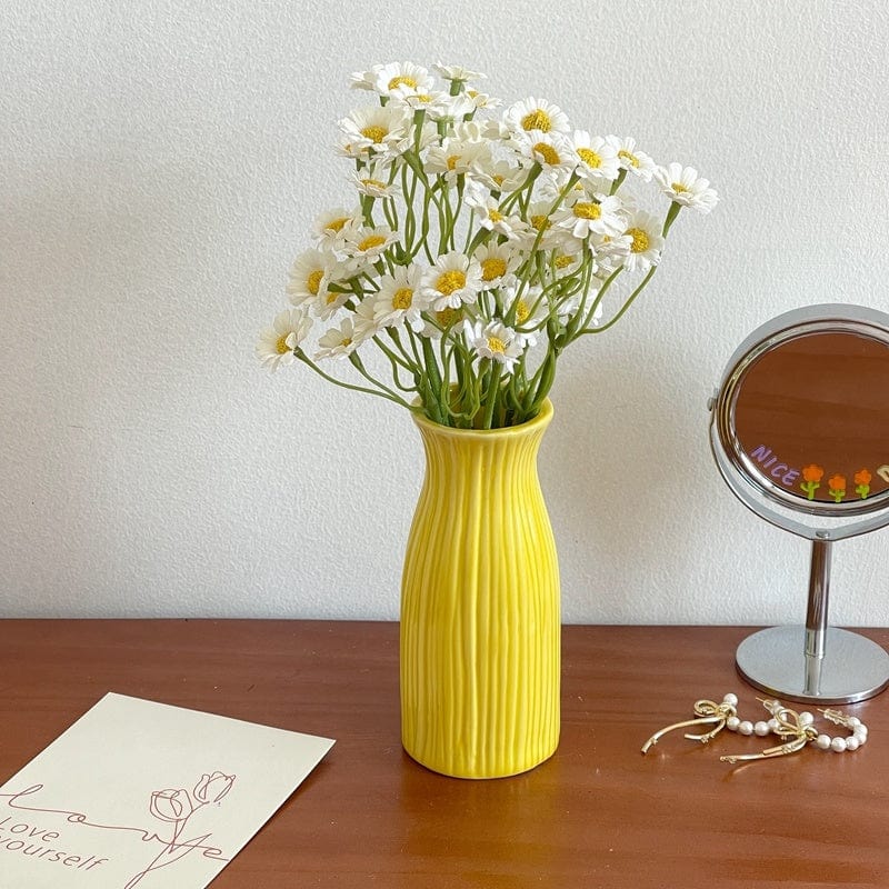 Vase céramique coloré rayé – Éclat printanier pour déco joyeuse et fraîche