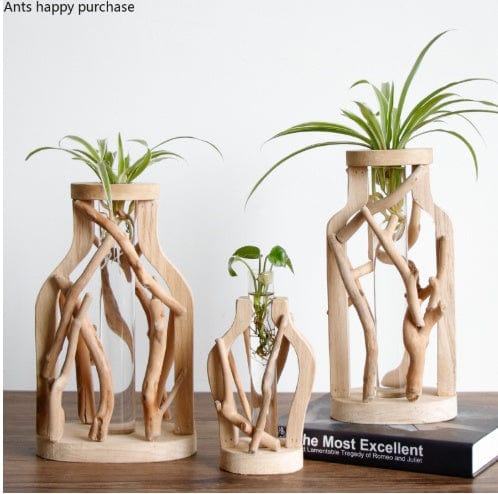 vase en bois moderne ocre – charme vintage