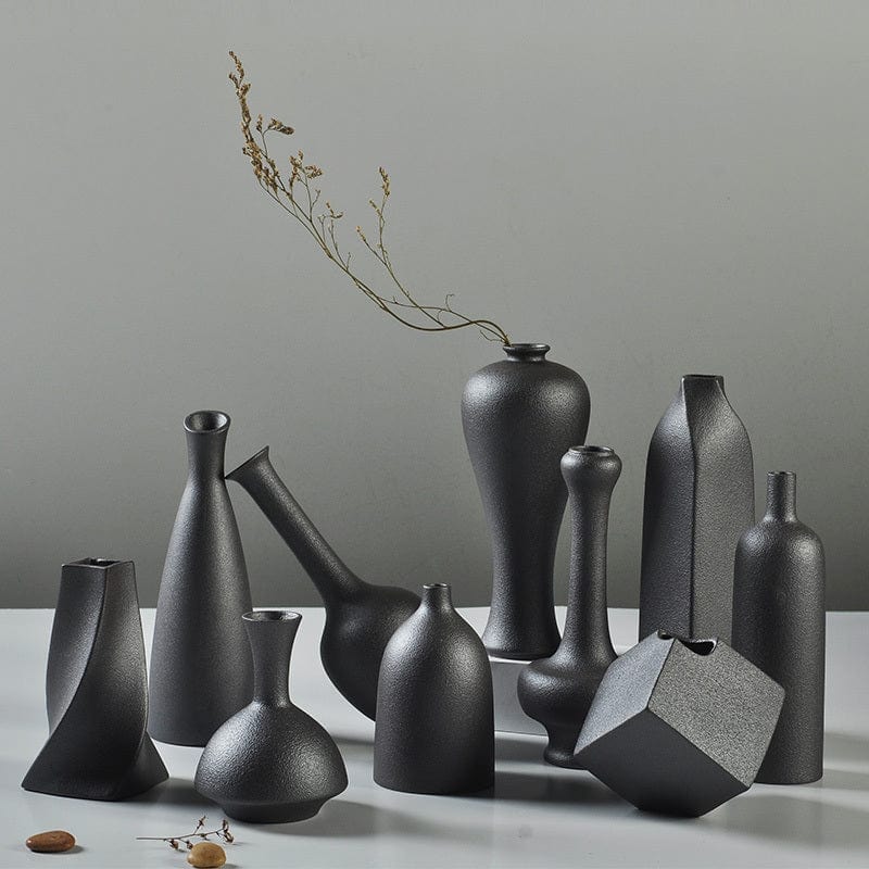 Vase noir mat design – Ensemble de formes géométriques modernes