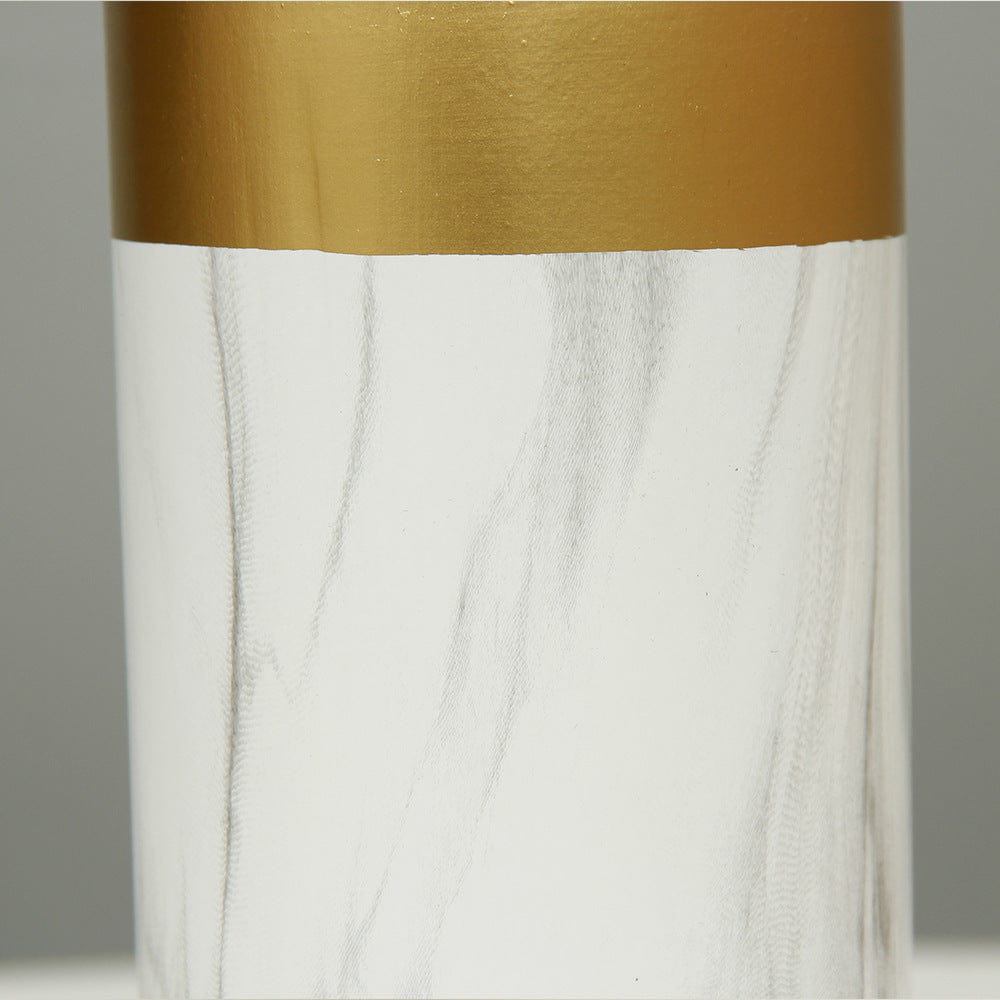 Vase cylindrique marbre blanc et or – Élégance moderne