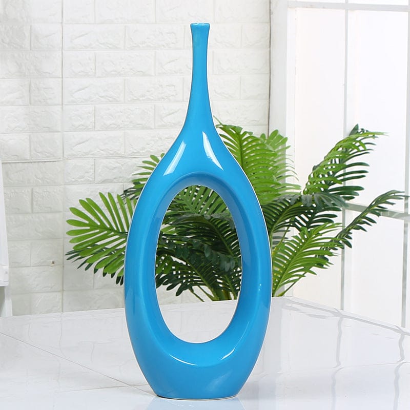 Vase moderne en céramique bleu – Design sculptural pour déco tendance