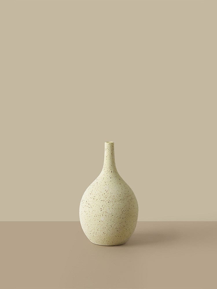 Vase en Céramique Rond Jaune et Vert pour Fleur – Finition Mate Style Moderne