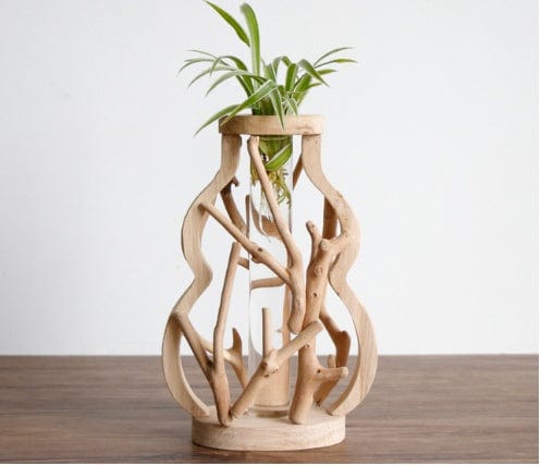 vase en bois moderne ocre – charme vintage