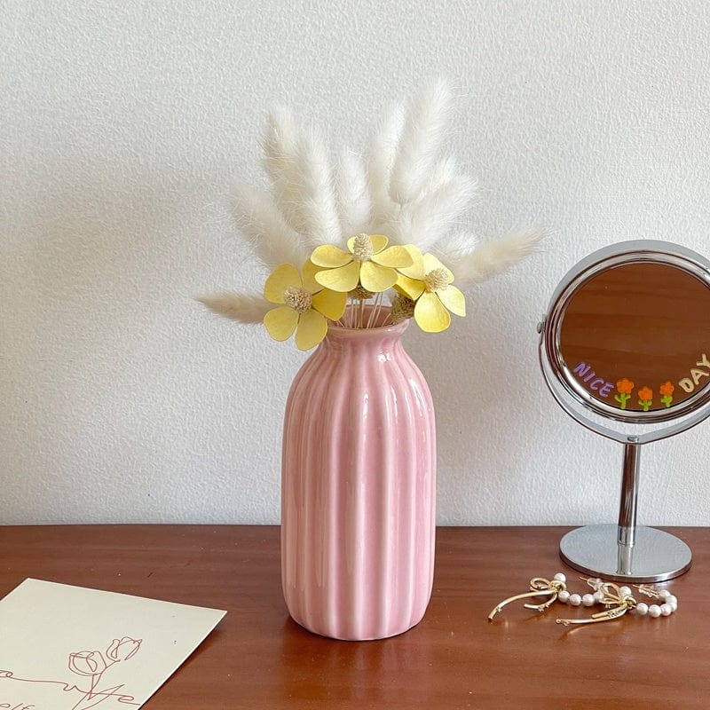 Vase céramique coloré rayé – Éclat printanier pour déco joyeuse et fraîche