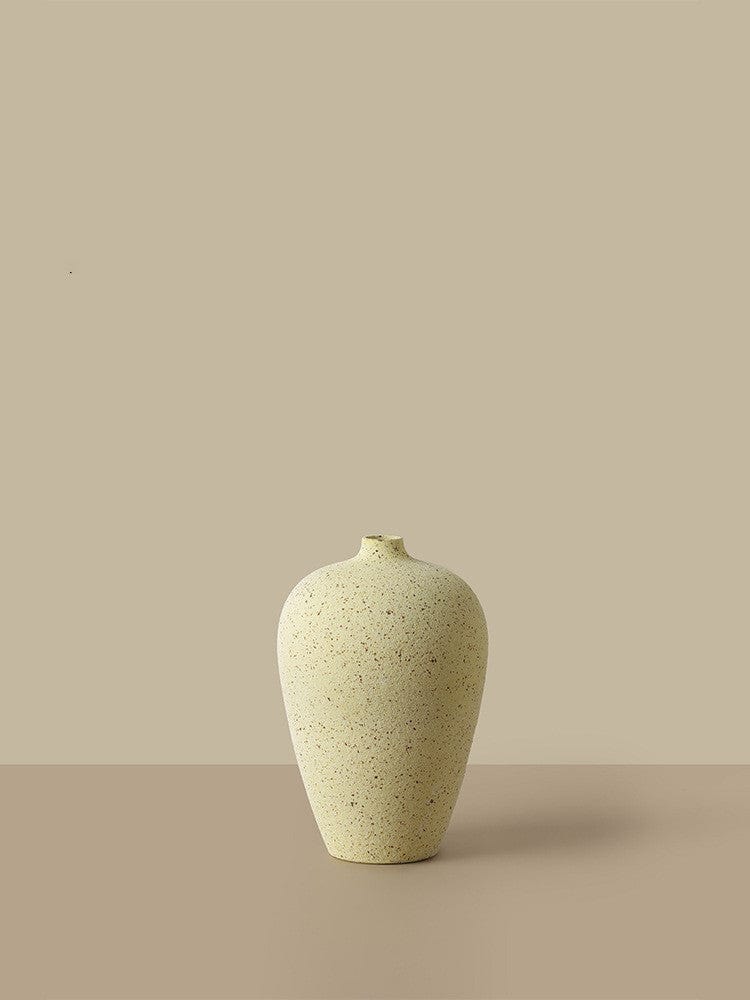 Vase en Céramique Rond Jaune et Vert pour Fleur – Finition Mate Style Moderne