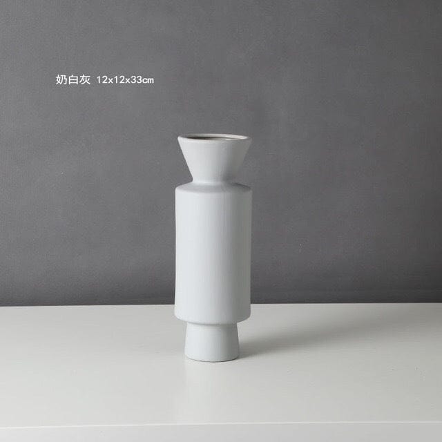 Vase céramique bleu – Sculptures géométriques style contemporain