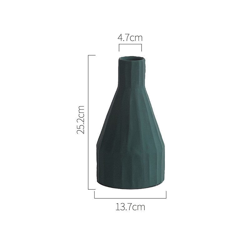 Vase céramique côtelé vert foncé – Élégance minimaliste et naturelle