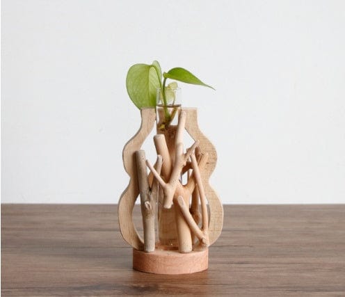 vase en bois moderne ocre – charme vintage