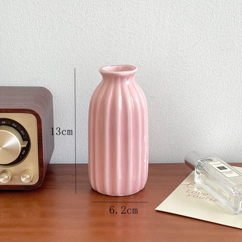 Vase céramique coloré rayé – Éclat printanier pour déco joyeuse et fraîche