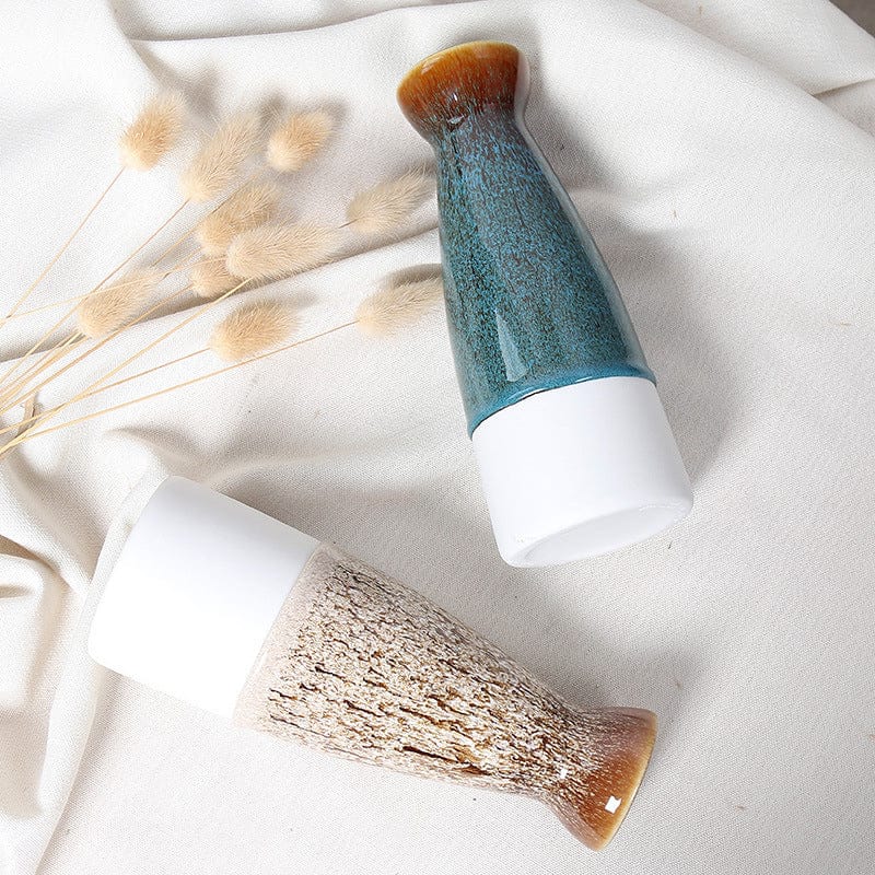 Vase céramique émaillée bicolore – Design rustique chic et naturel