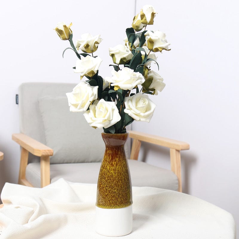 Vase céramique émaillée bicolore – Design rustique chic et naturel