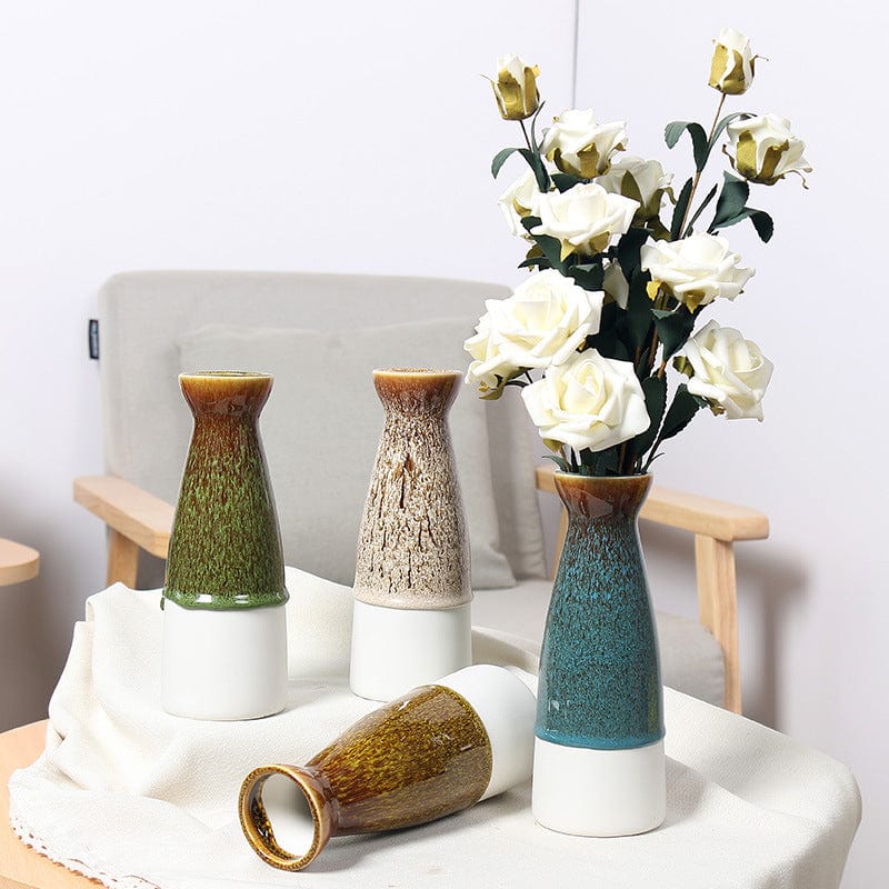 Vase céramique émaillée bicolore – Design rustique chic et naturel