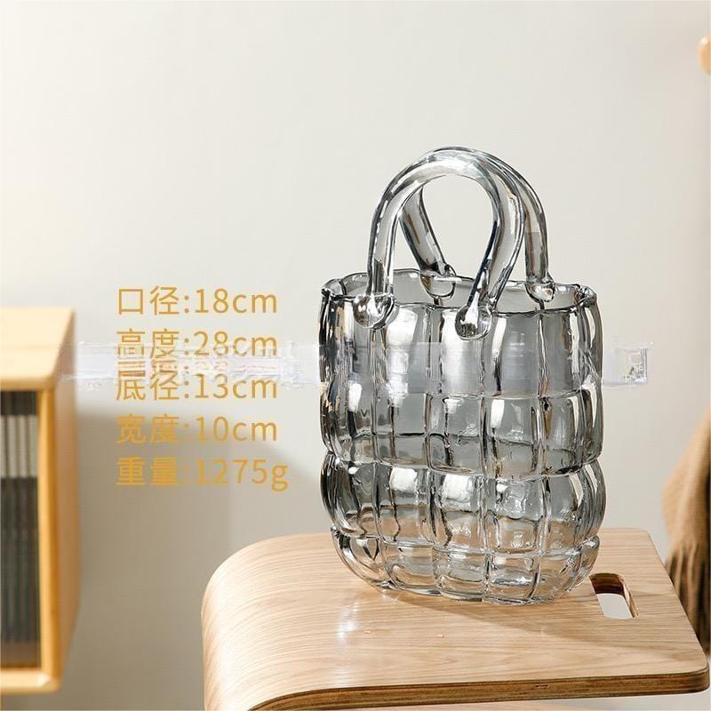 Vase en verre design sac – déco salon lumineux