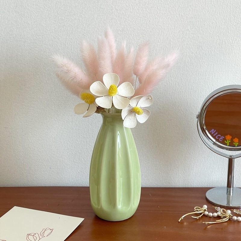 Vase céramique coloré rayé – Éclat printanier pour déco joyeuse et fraîche