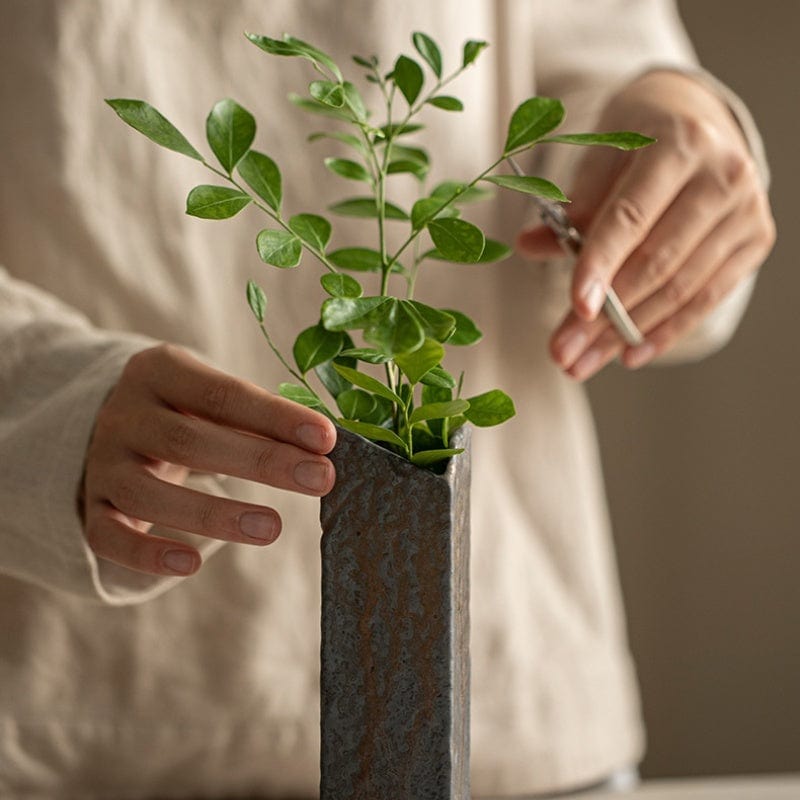 Vase japonais wabi sabi en céramique – Style brut zen pour décoration minimaliste