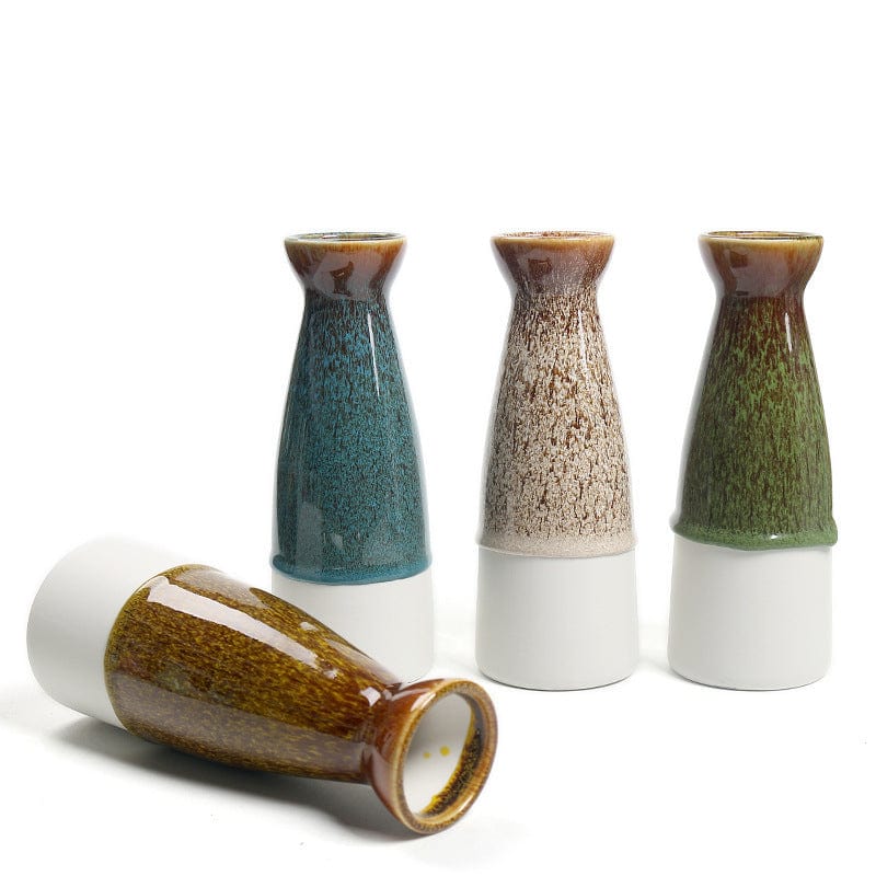 Vase céramique émaillée bicolore – Design rustique chic et naturel