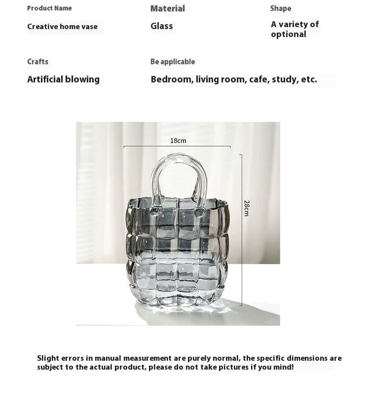 Vase en verre design sac – déco salon lumineux