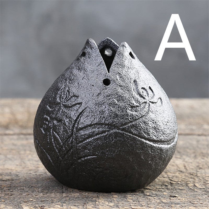 Vase céramique noir texturé - Artisanat élégant pour intérieur sophistiqué