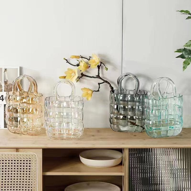 Vase en verre design sac – déco salon lumineux