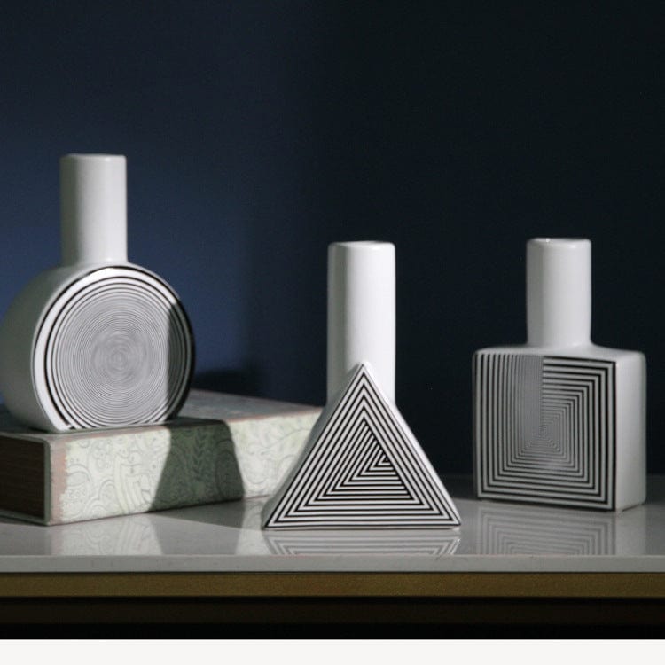 ElegantVase vase AC Vase Géométrique Noir et Blanc - Design Op Art