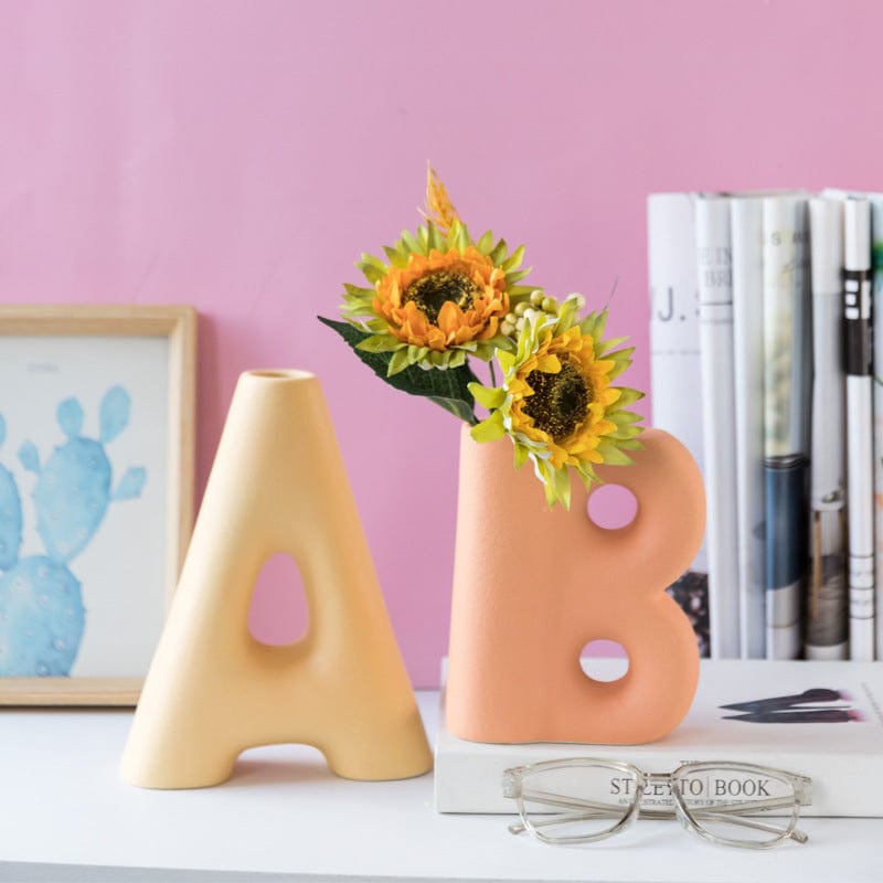 ElegantVase vase APC Vase Lettre Design en Céramique – Déco Créative pour Fleurs