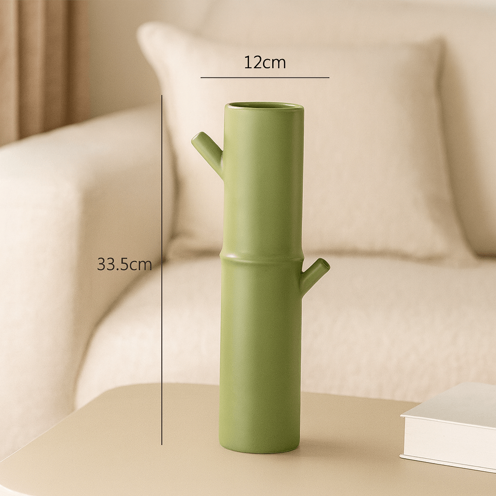ElegantVase vase Format Petit Vase céramique bambou vert – Harmonie végétale