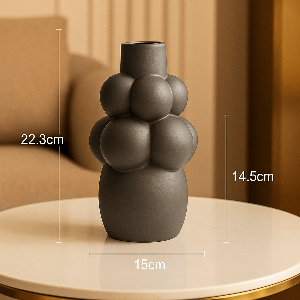 ElegantVase vase Galet Gris Taupe — Format Intermediaire Vase design céramique bulles - Moderne et audacieux