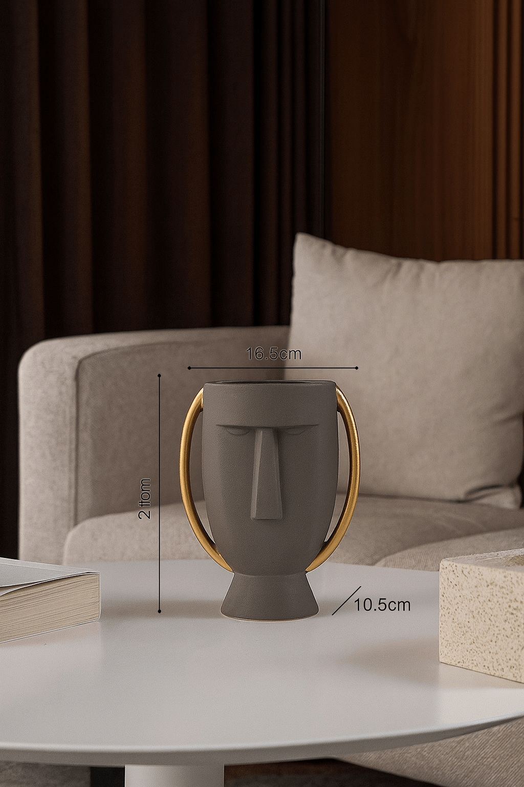 ElegantVase vase Gris Urbain Vase céramique visage moderne