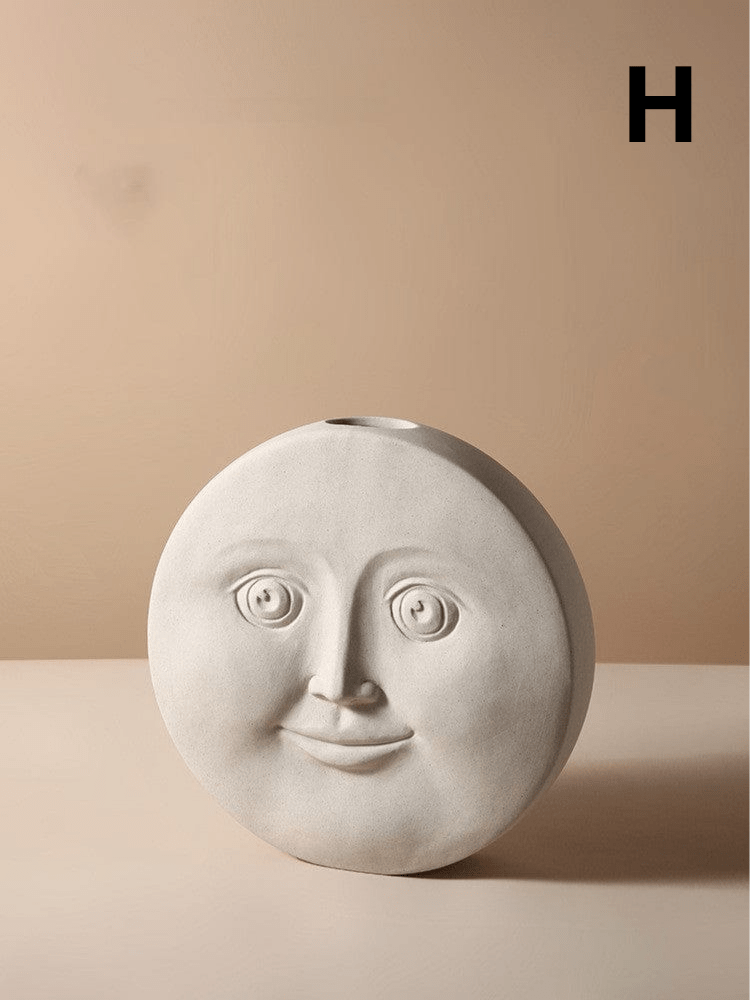 ElegantVase vase H Vase Visage Céramique Beige - Design Sculptural