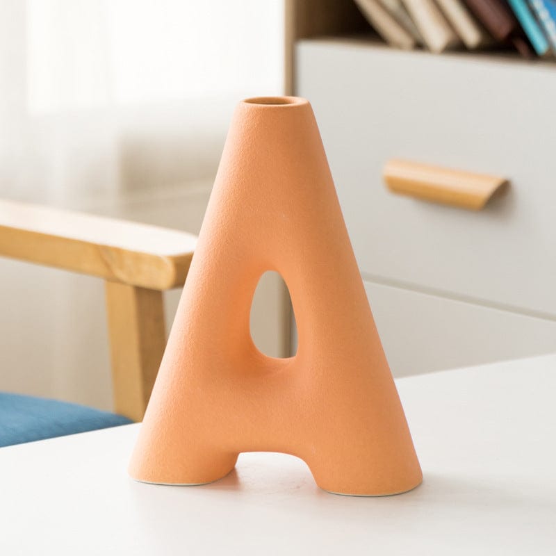 ElegantVase vase Orange / Large A APC Vase Lettre Design en Céramique – Déco Créative pour Fleurs