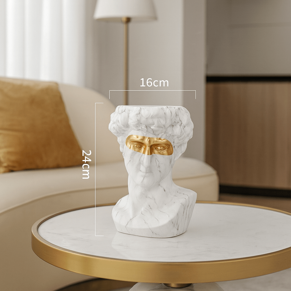 ElegantVase vase Vase Beige Élégant Vase tête David revisité - Déco classique dorée