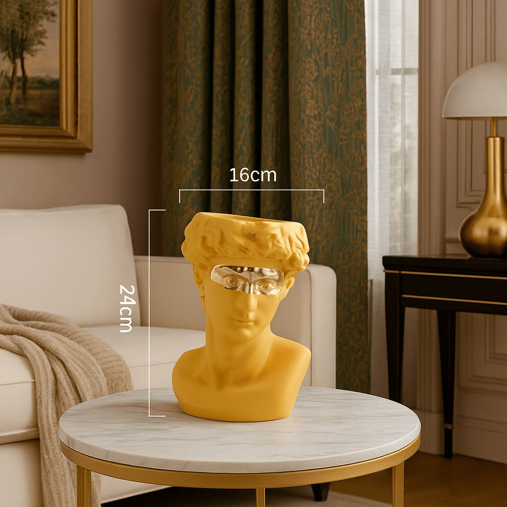 ElegantVase vase Vase Jaune Doré Vase tête David revisité - Déco classique dorée