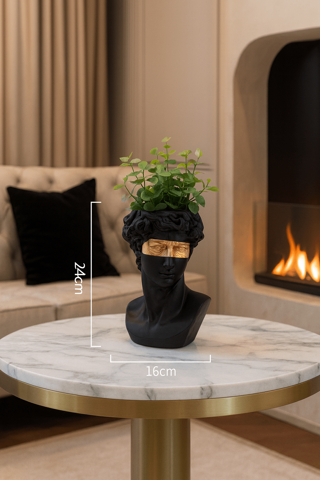 ElegantVase vase Vase Noir Intense Vase tête David revisité - Déco classique dorée